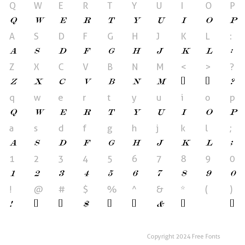 Character Map of Mercantile Oblique HPLHS