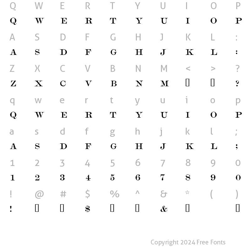 Character Map of Mercantile Regular HPLHS