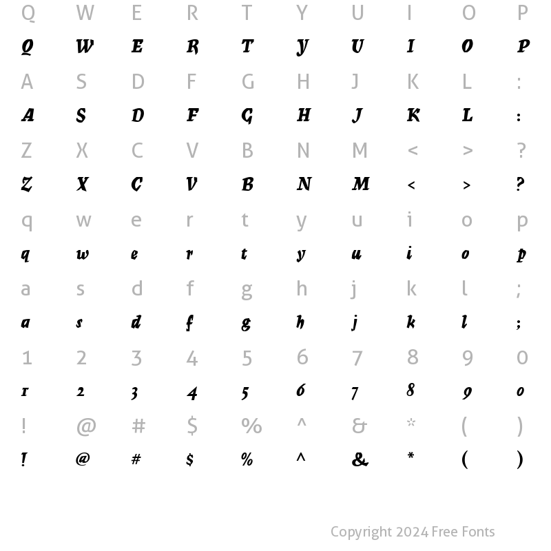 Character Map of Mercurius MF Regular