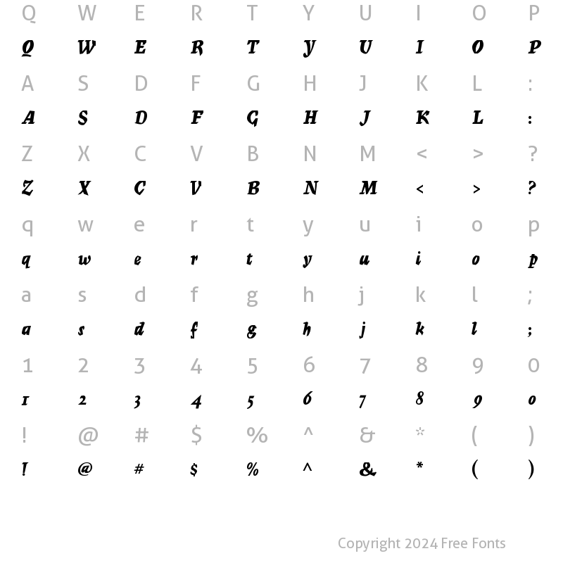 Character Map of Mercurius Regular