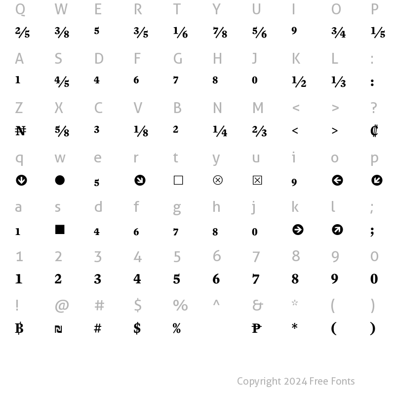 Character Map of Mercury Numeric G1 Bold