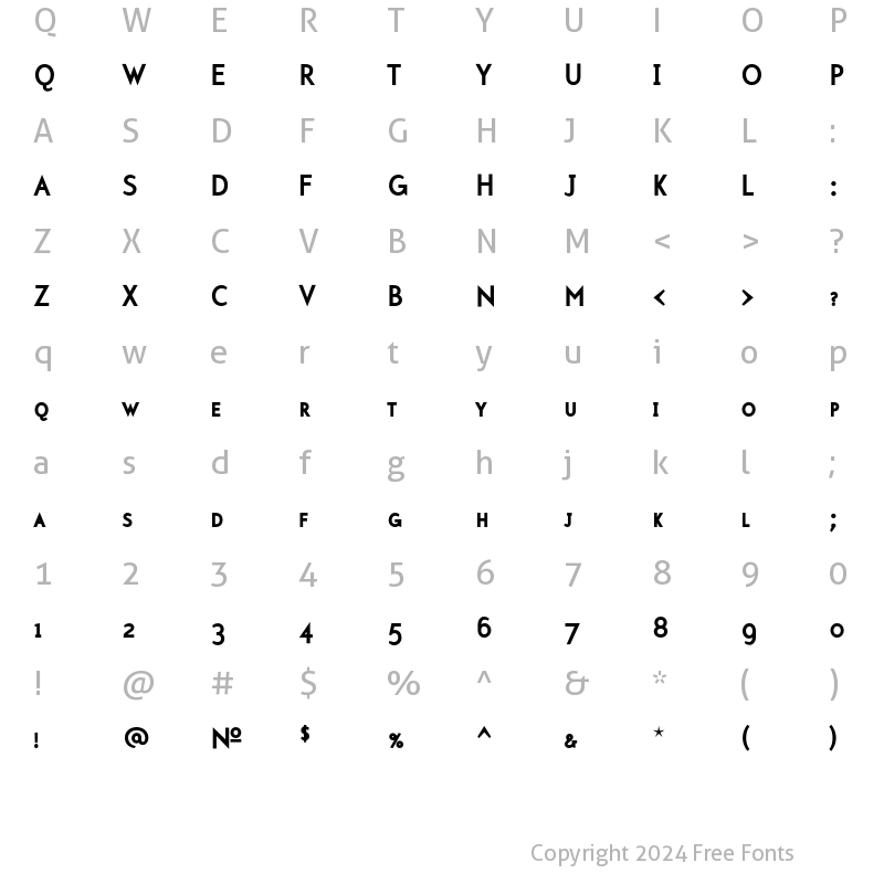 Character Map of Mercury SmallCaps Bold