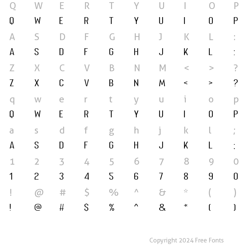 Character Map of Merhique Light