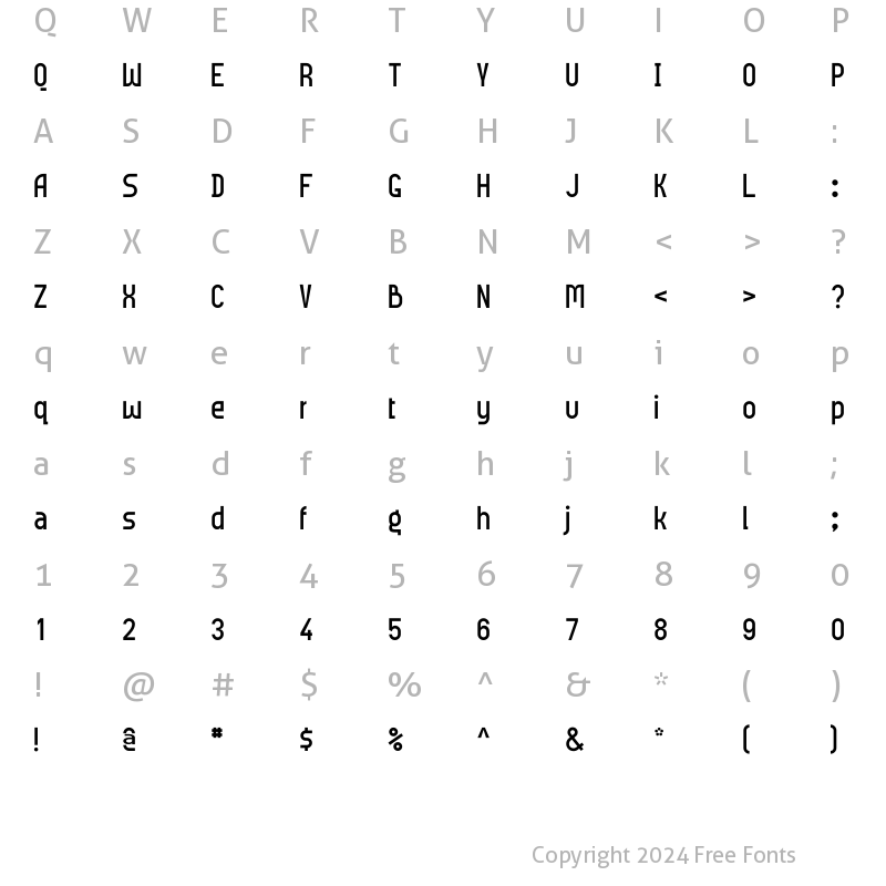 Character Map of Meridiana Regular