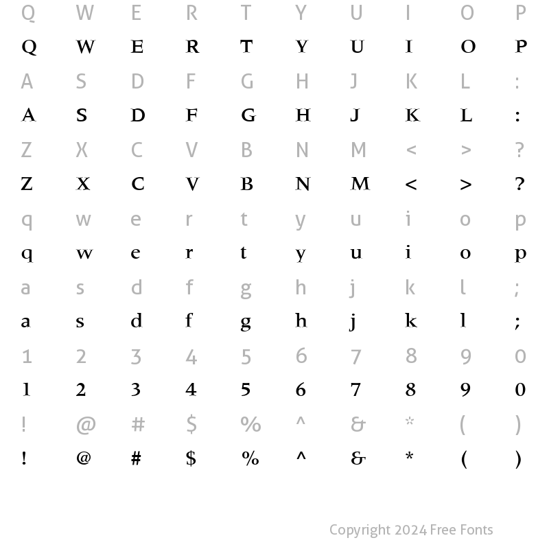 Character Map of Meridien LT Medium Regular