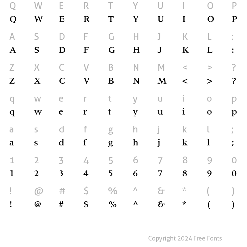 Character Map of Meridien LT Std Medium