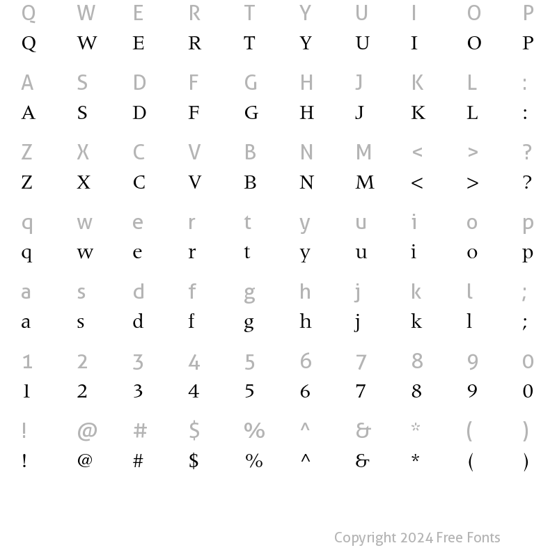 Character Map of Meridien LT Std Roman