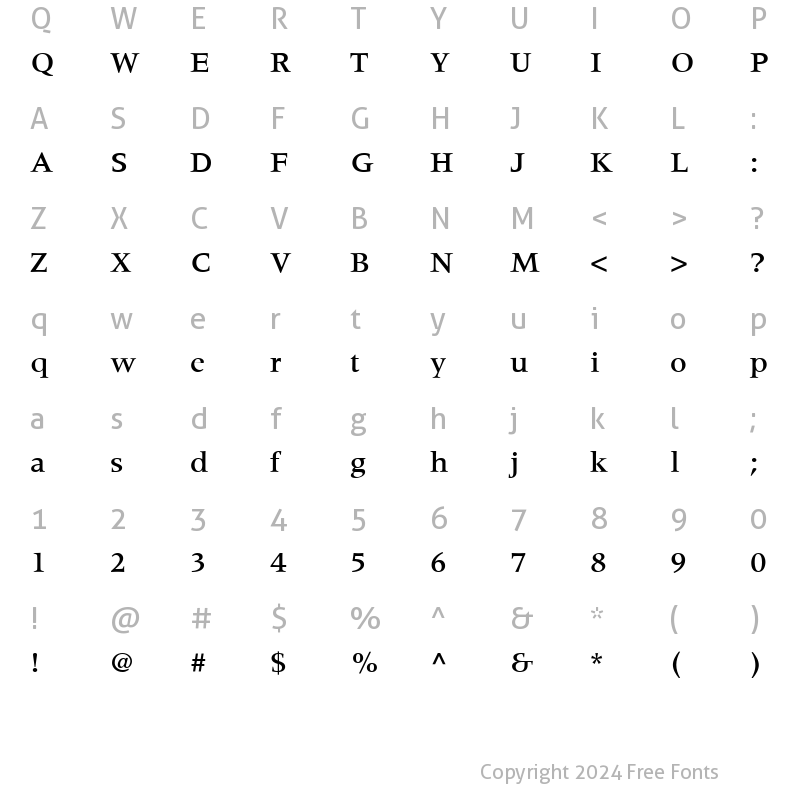 Character Map of Meridien-Medium Medium