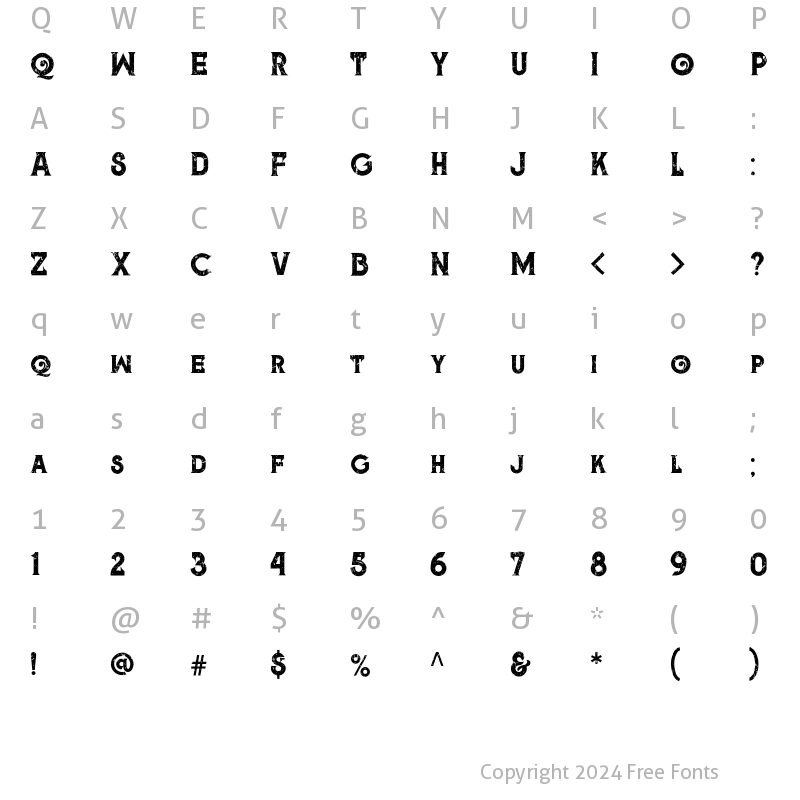 Character Map of Meringam Grunge