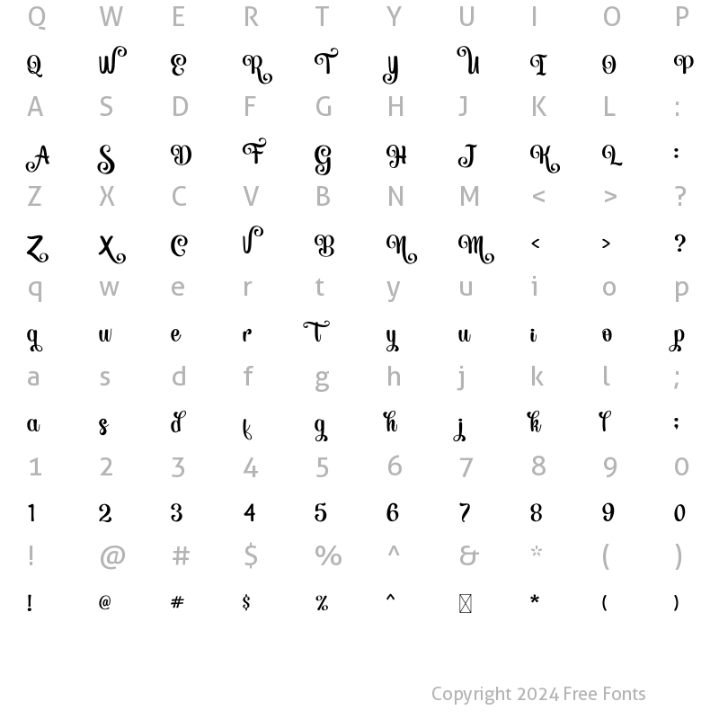 Character Map of Meristmas Regular