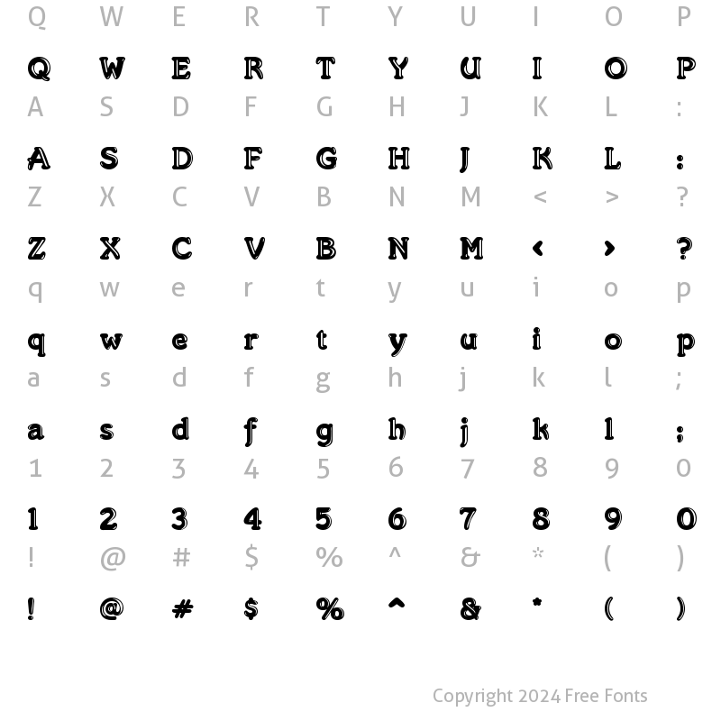 Character Map of Merkin Goo Regular