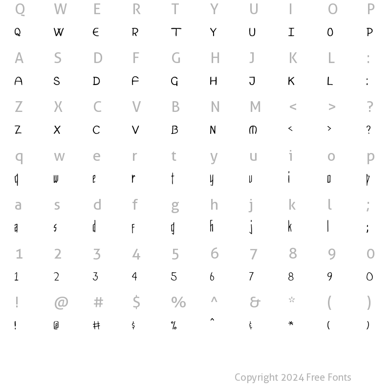 Character Map of Merlin Regular