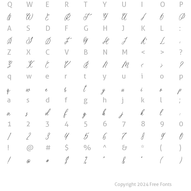 Character Map of Merlynea Regular