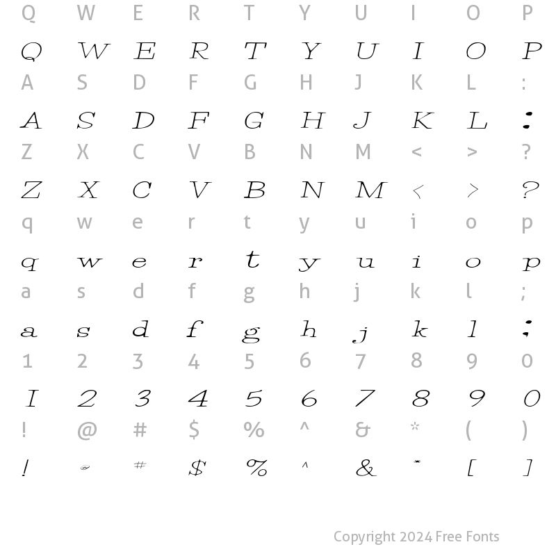 Character Map of Merrill Italic