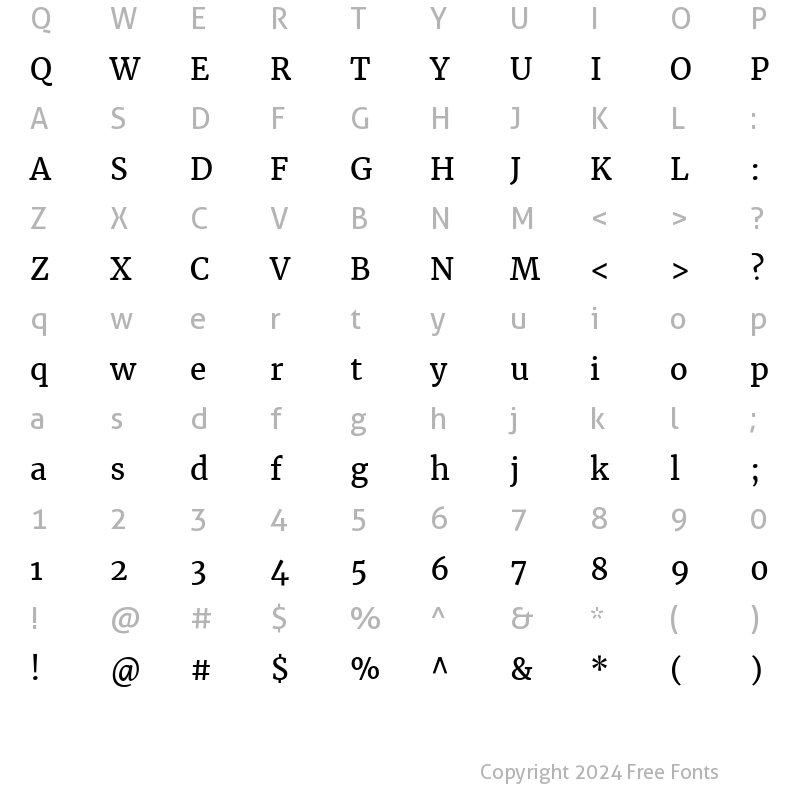 Character Map of Merriweather Regular