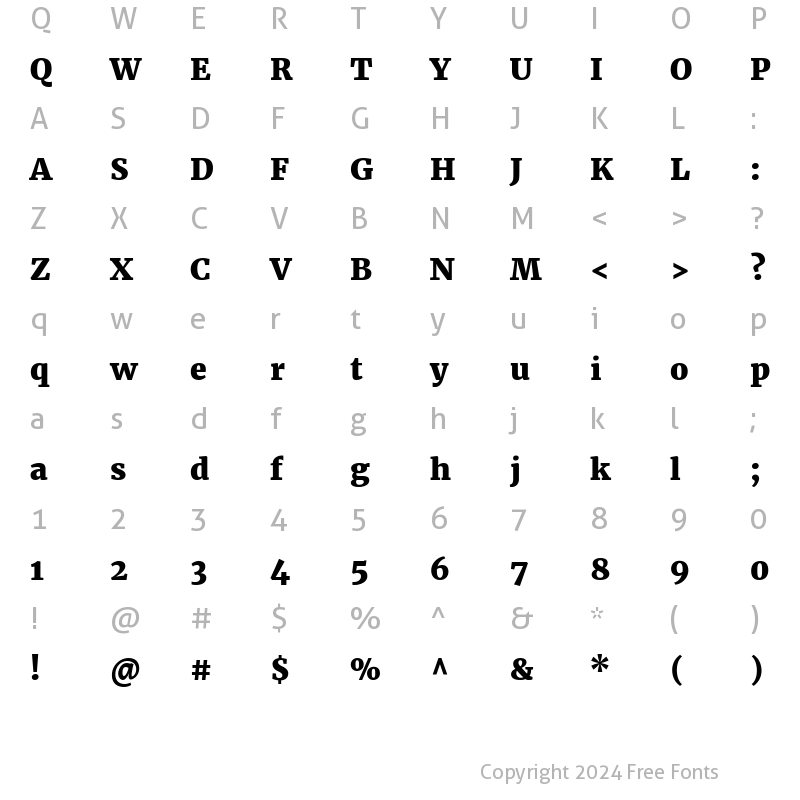 Character Map of Merriweather UltraBold