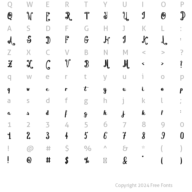 Character Map of Merry And Bright Regular