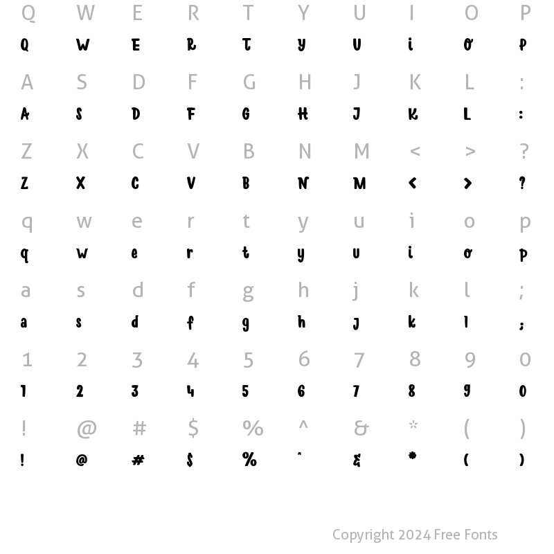 Character Map of Merry Bright Regular