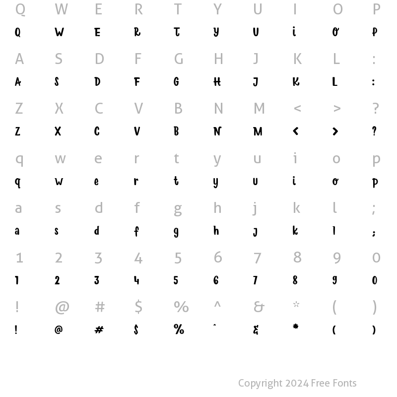 Character Map of Merry Bright Thin Regular