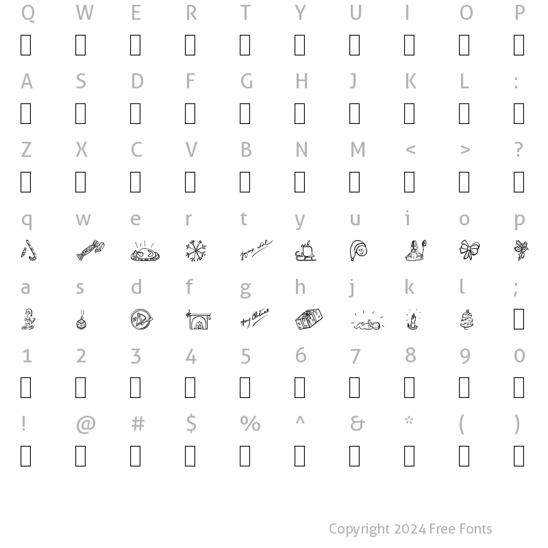 Character Map of Merry Christmas Dings Regular