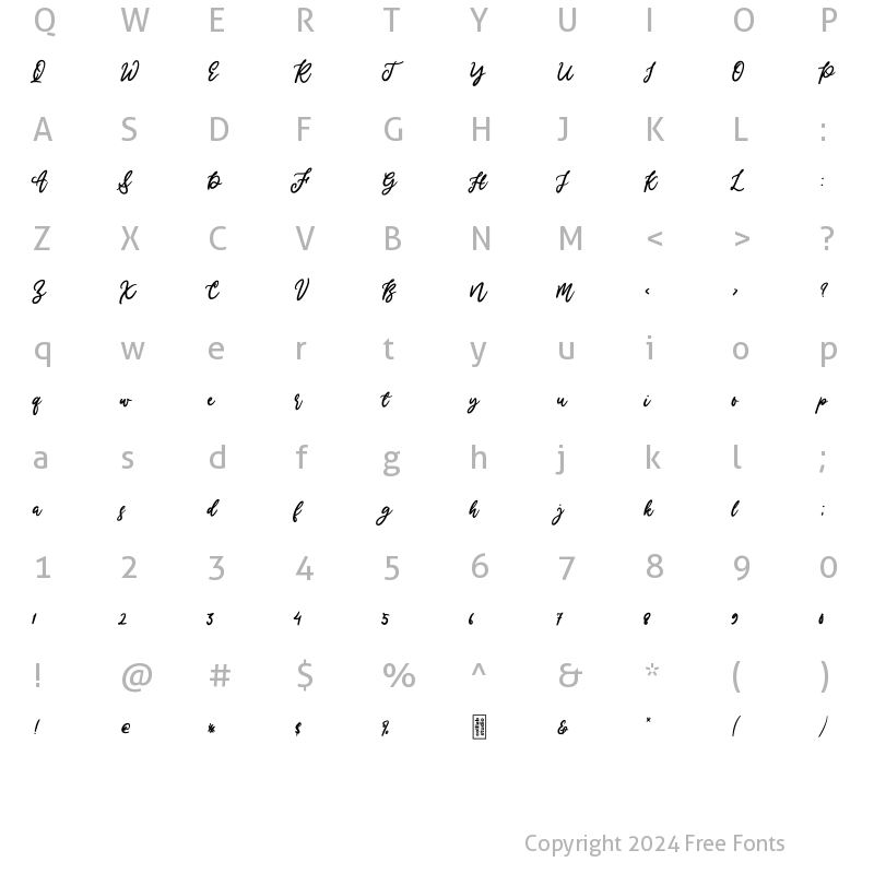 Character Map of Merry Holly Regular