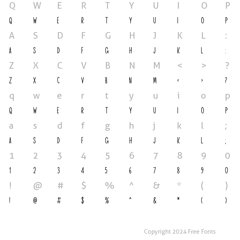 Character Map of Merry Time Regular