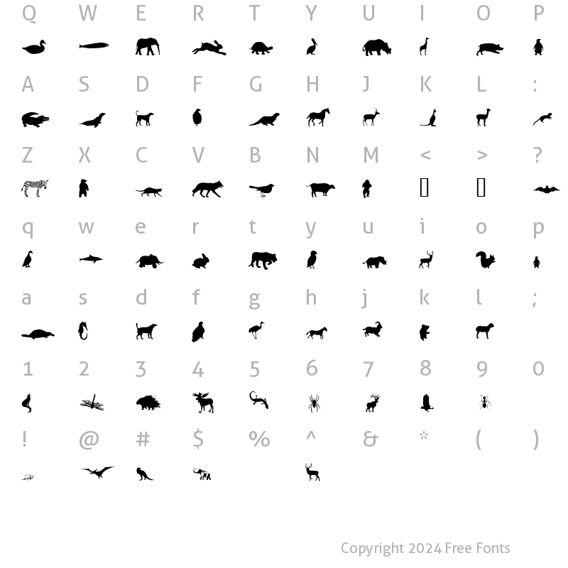 Character Map of Mers Animals Regular