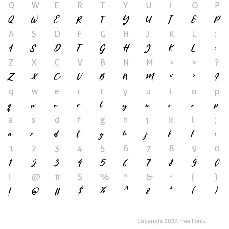 Character Map of Mersella Italic