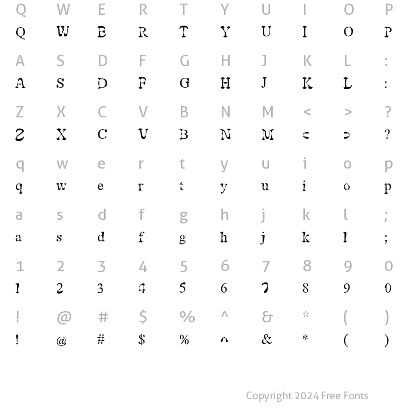 Character Map of Merss ITC Std Regular