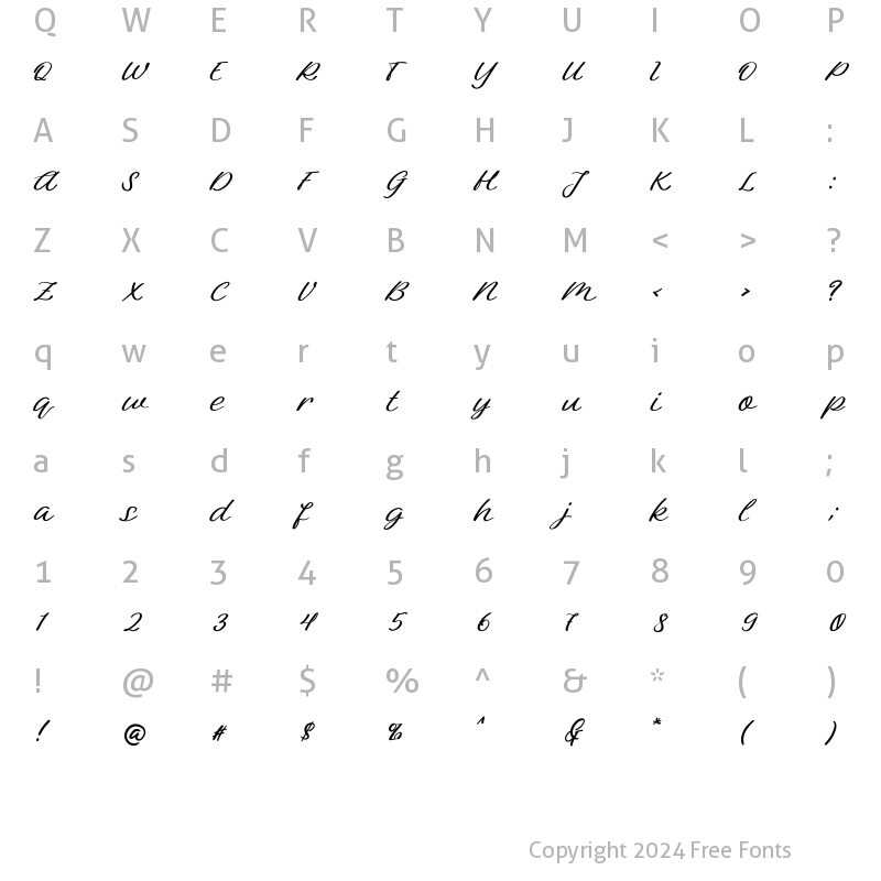 Character Map of Meryline Regular