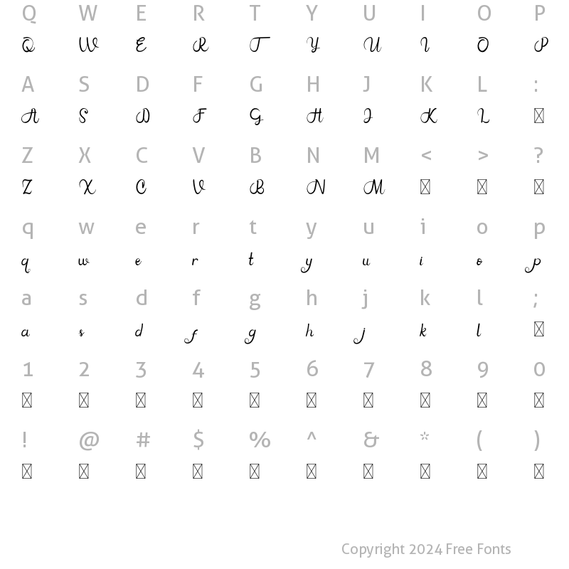 Character Map of Merynak Regular