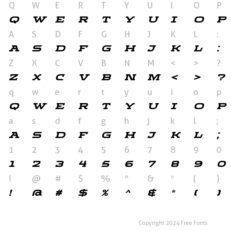 Character Map of Mesician Italic