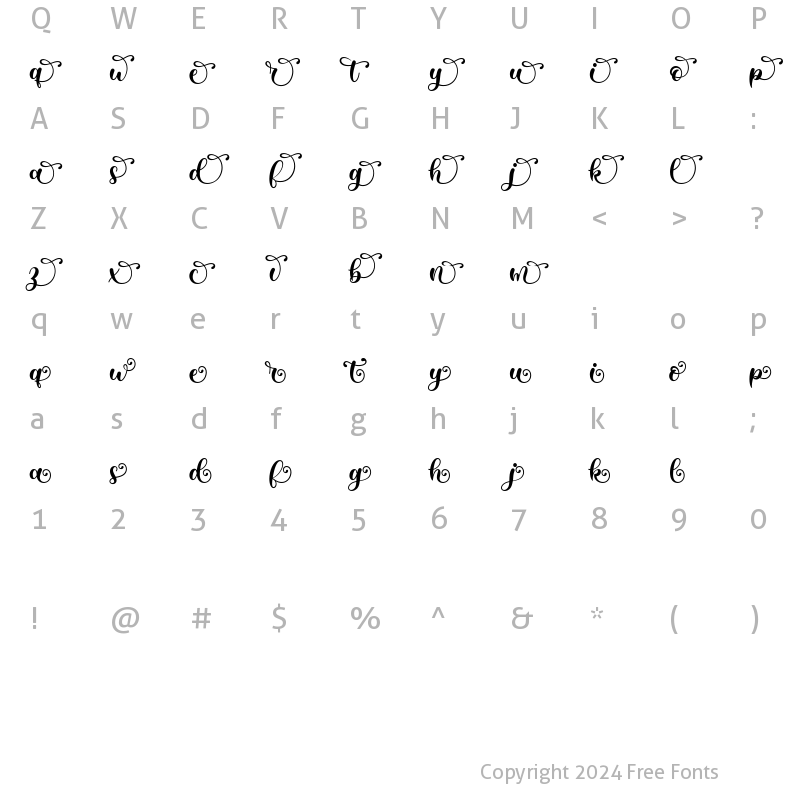 Character Map of Metafora ss01 - ss04 regular