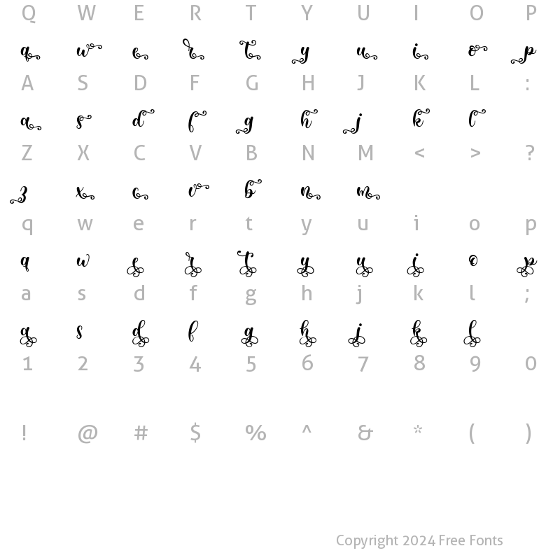 Character Map of Metafora ss05 - ss09 regular