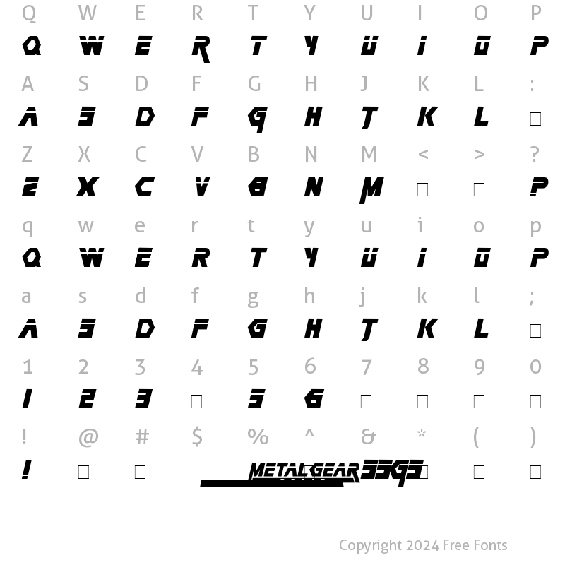 Character Map of Metal Gear Regular