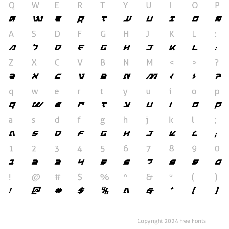 Character Map of Metal Storm Bold Italic Bold Italic