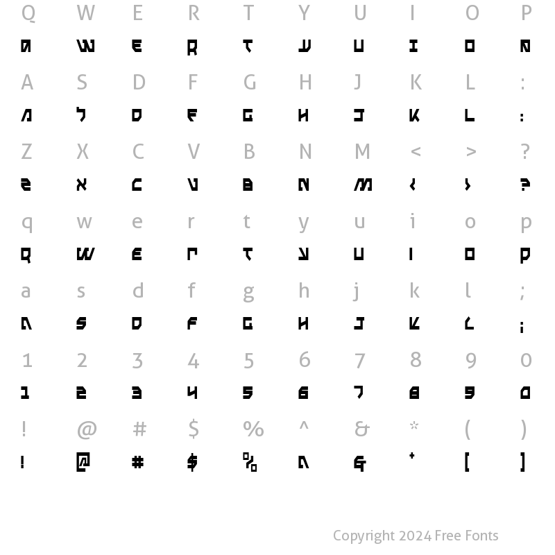 Character Map of Metal Storm Condensed Condensed