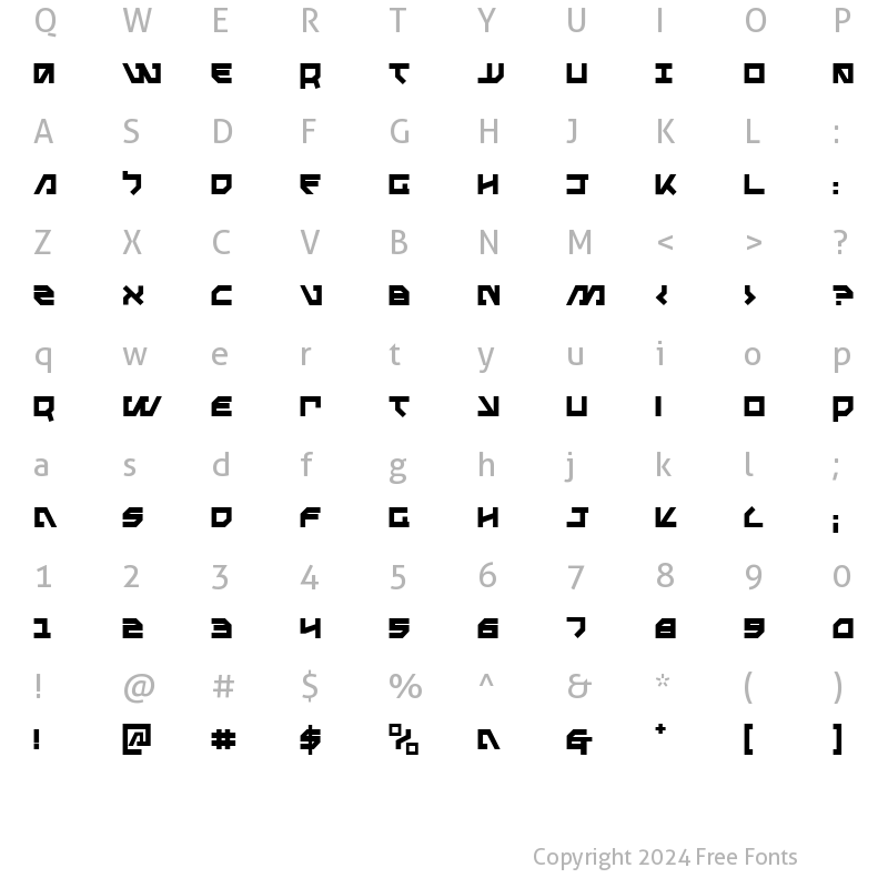 Character Map of Metal Storm Regular