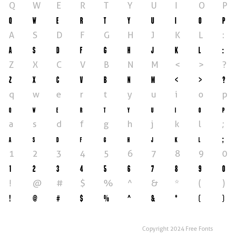 Character Map of MetalEncasementCondensed Regular