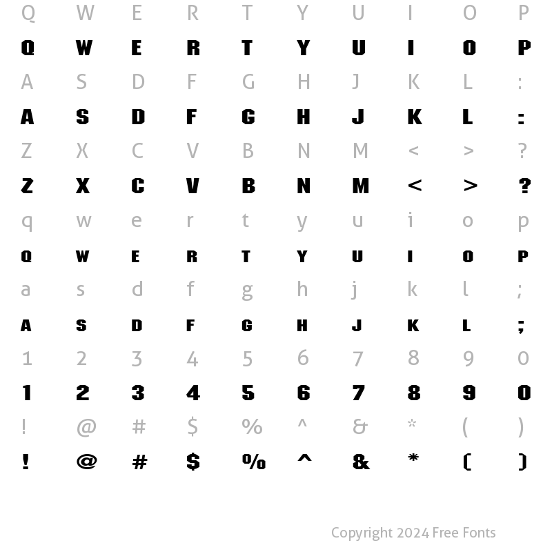 Character Map of MetalEncasementExtended Regular