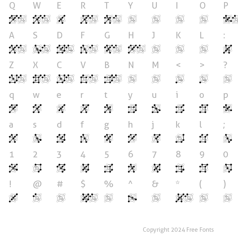 Character Map of MetallicElement Kana Regular