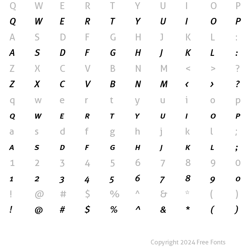 Character Map of MetaMediumCyr-ItalicCaps Regular