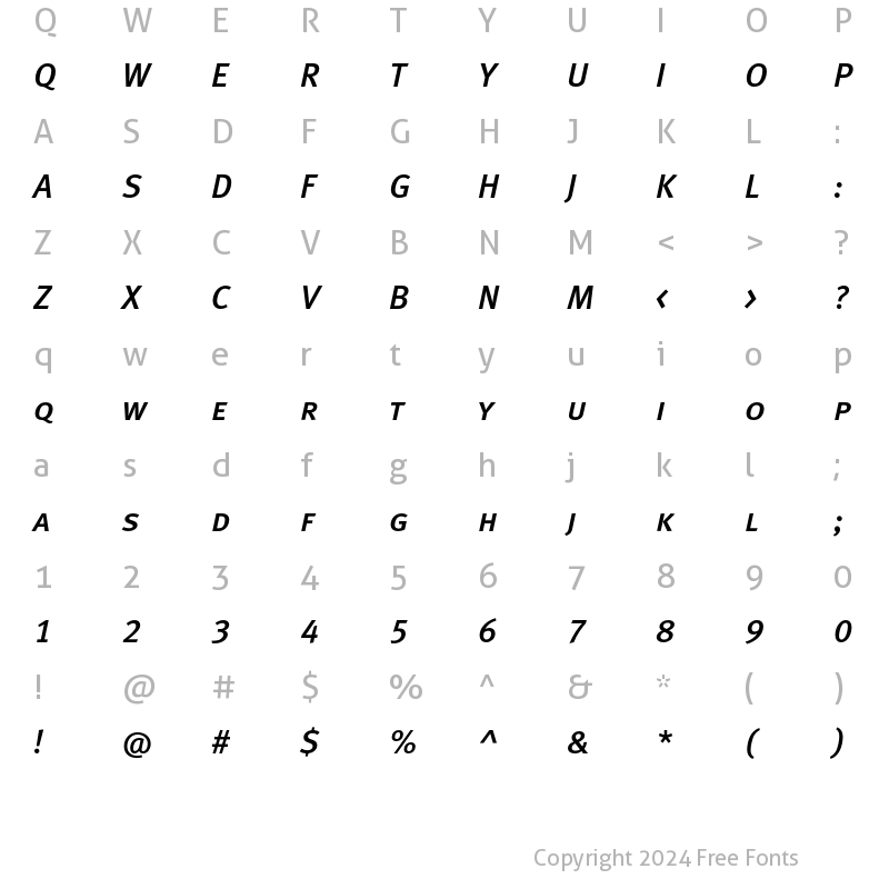 Character Map of MetaMediumCyrLF-ItalicCaps Regular