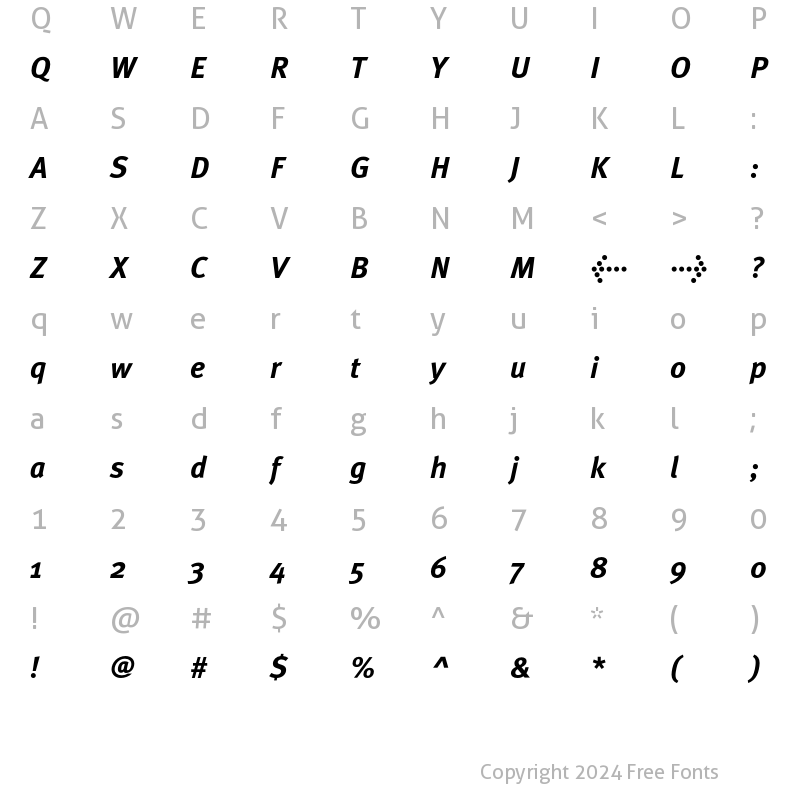 Character Map of MetaPlusBold- Italic