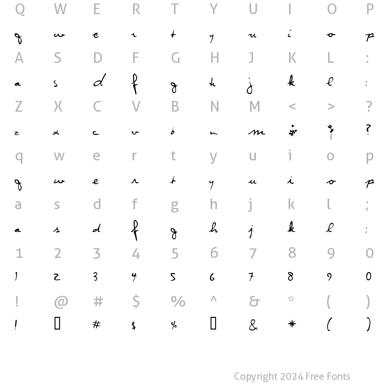 Character Map of MeterMaidScriptSSK Regular