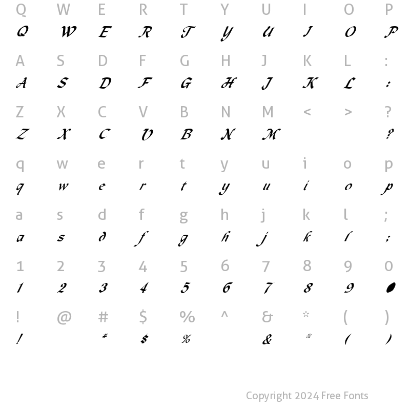 Character Map of Metermiser Italic