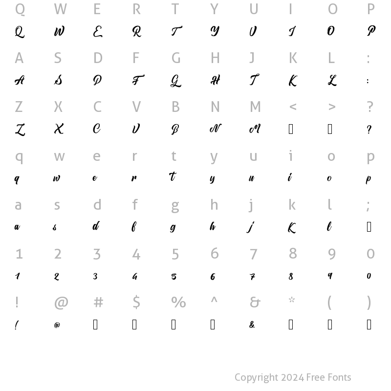 Character Map of Metic Pro Bold