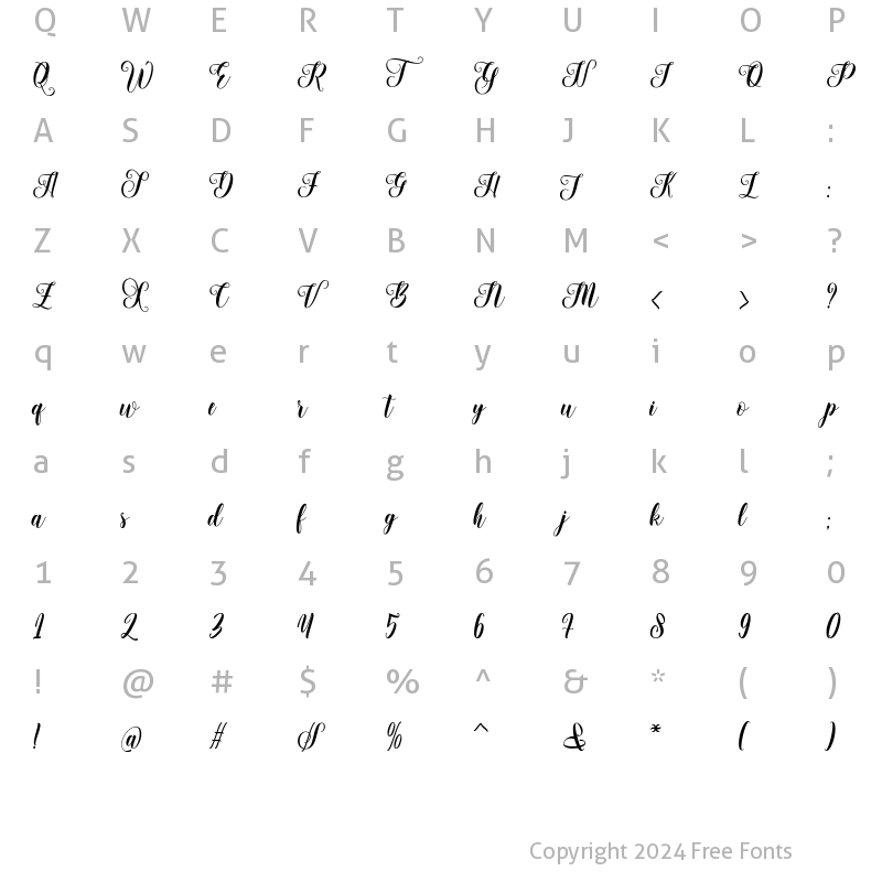 Character Map of Metinoline Regular