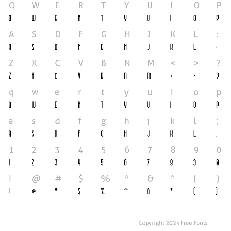 Character Map of Metria Street Bold