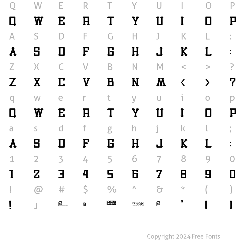 Character Map of Metro Bold